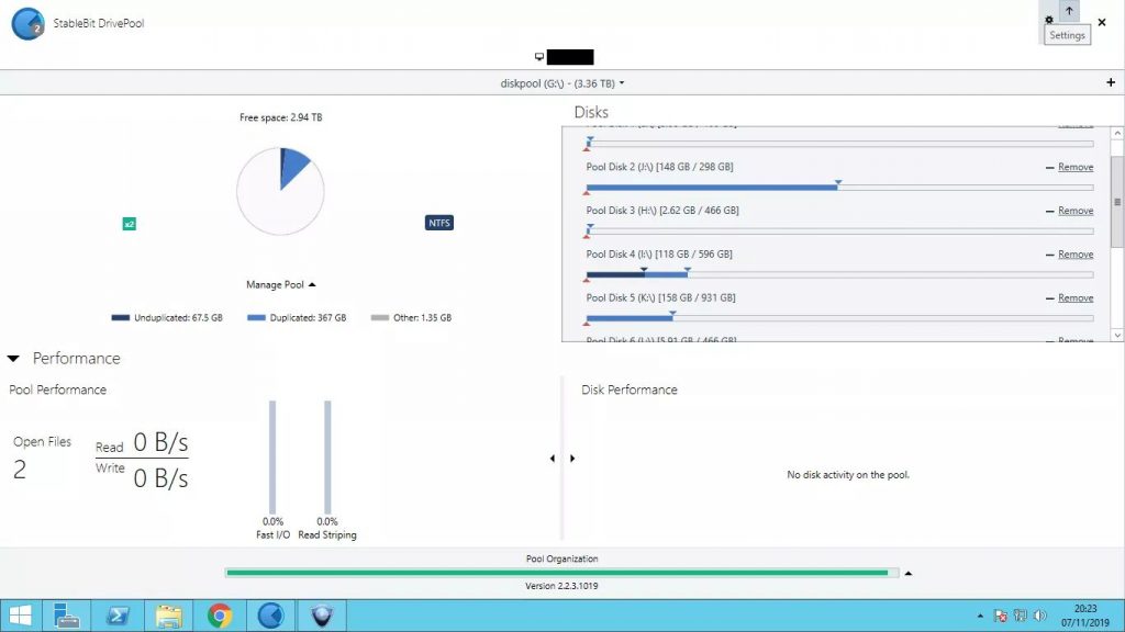 screenshot of storage solution